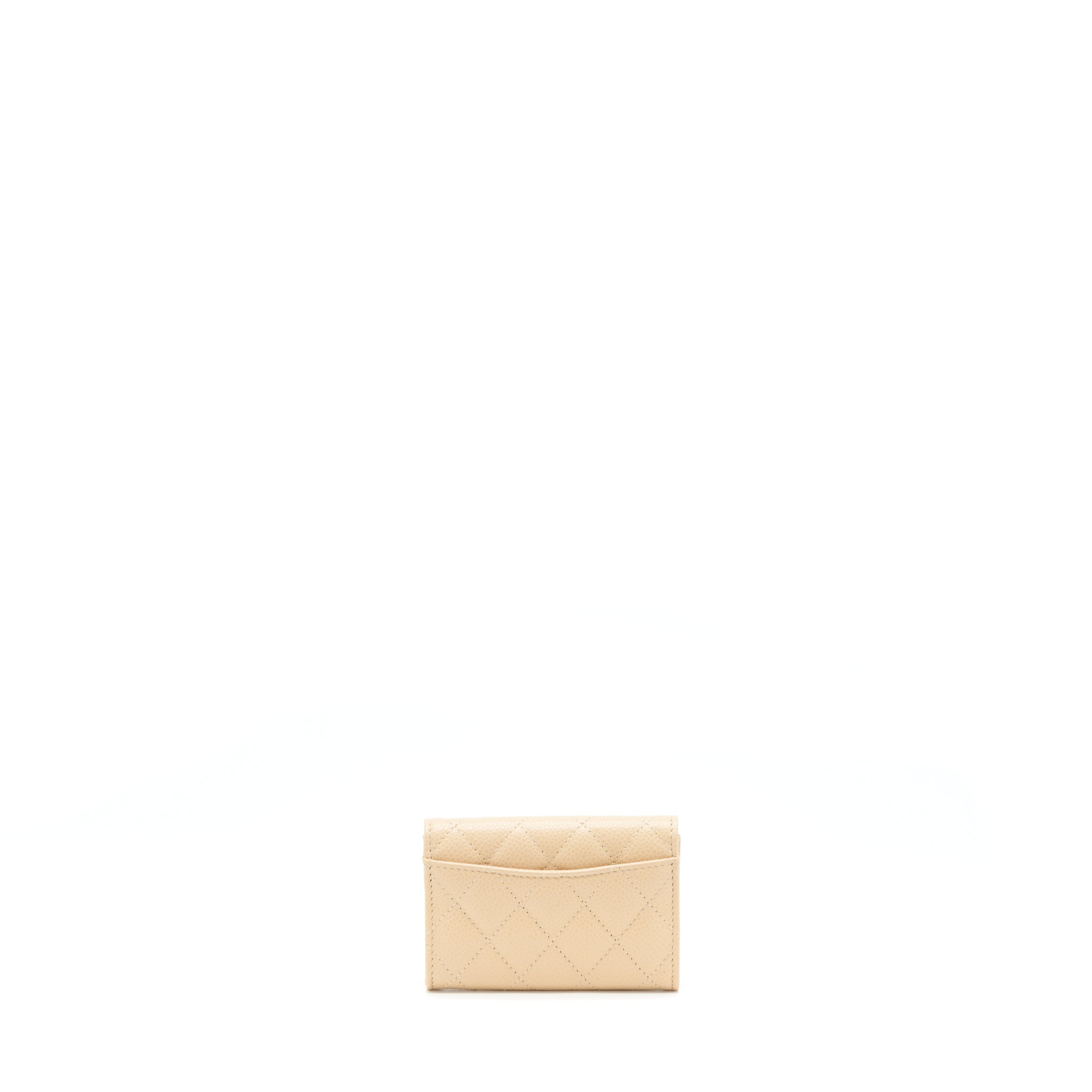 CHANEL CLASSIC MINI FLAP CARDHOLDER CAVIAR BEIGE GHW
