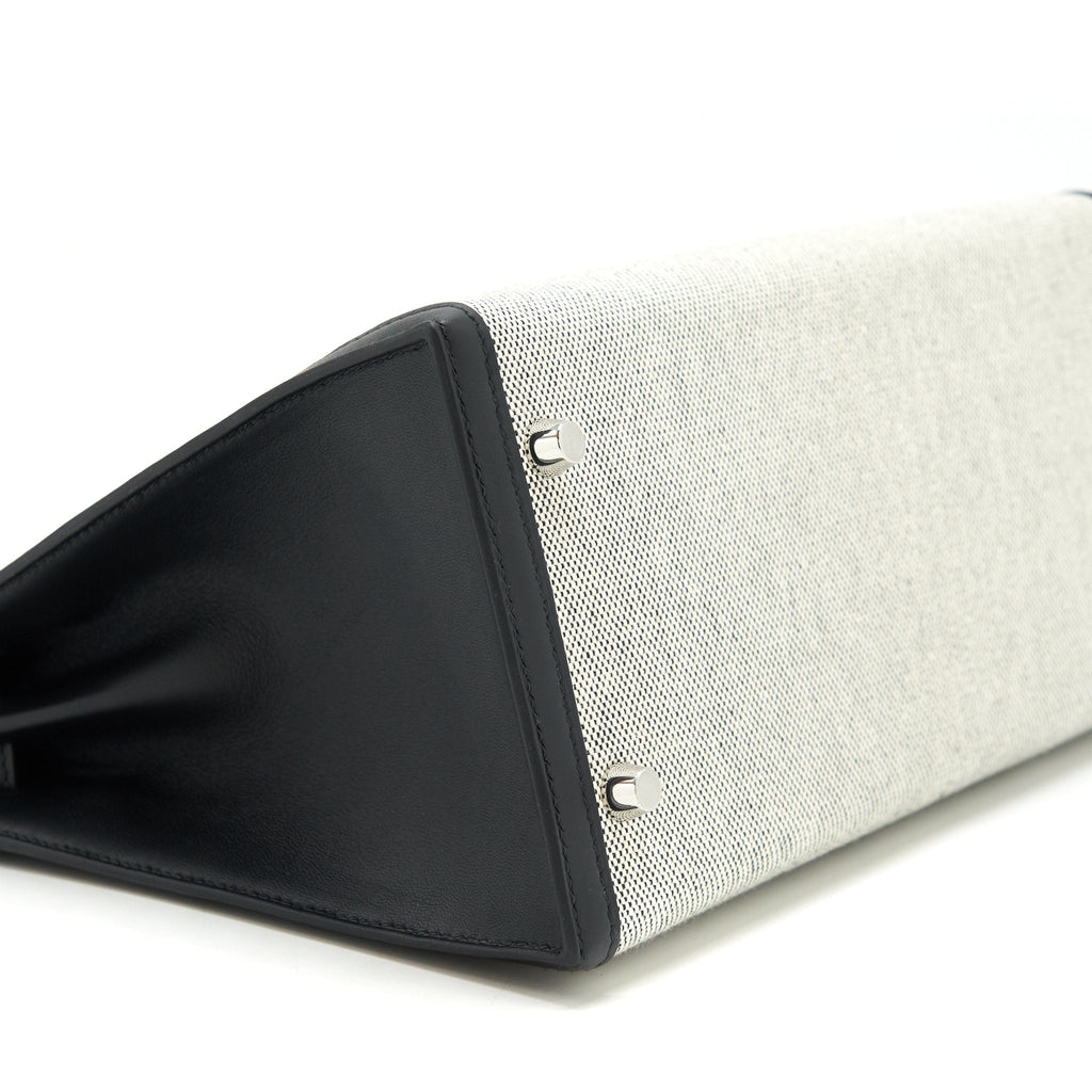 HERMES KELLY 28 TOILE H BLACK/ GREY SHW