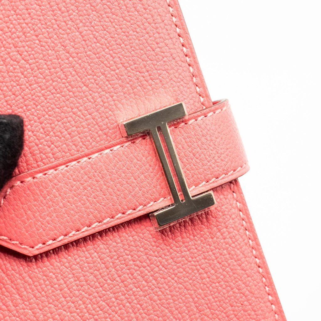 HERMES BÉARN SOUFFLET WALLET CHEVRE MYSORE ROSE LIPSTICK SHW