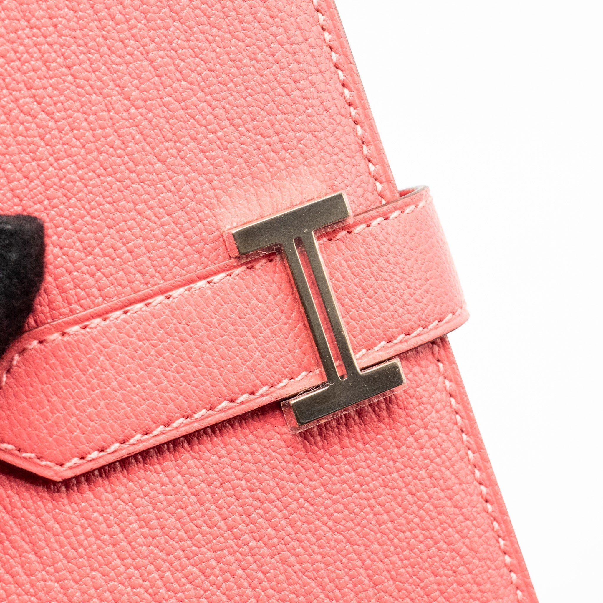 HERMES BÉARN SOUFFLET WALLET CHEVRE MYSORE ROSE LIPSTICK SHW