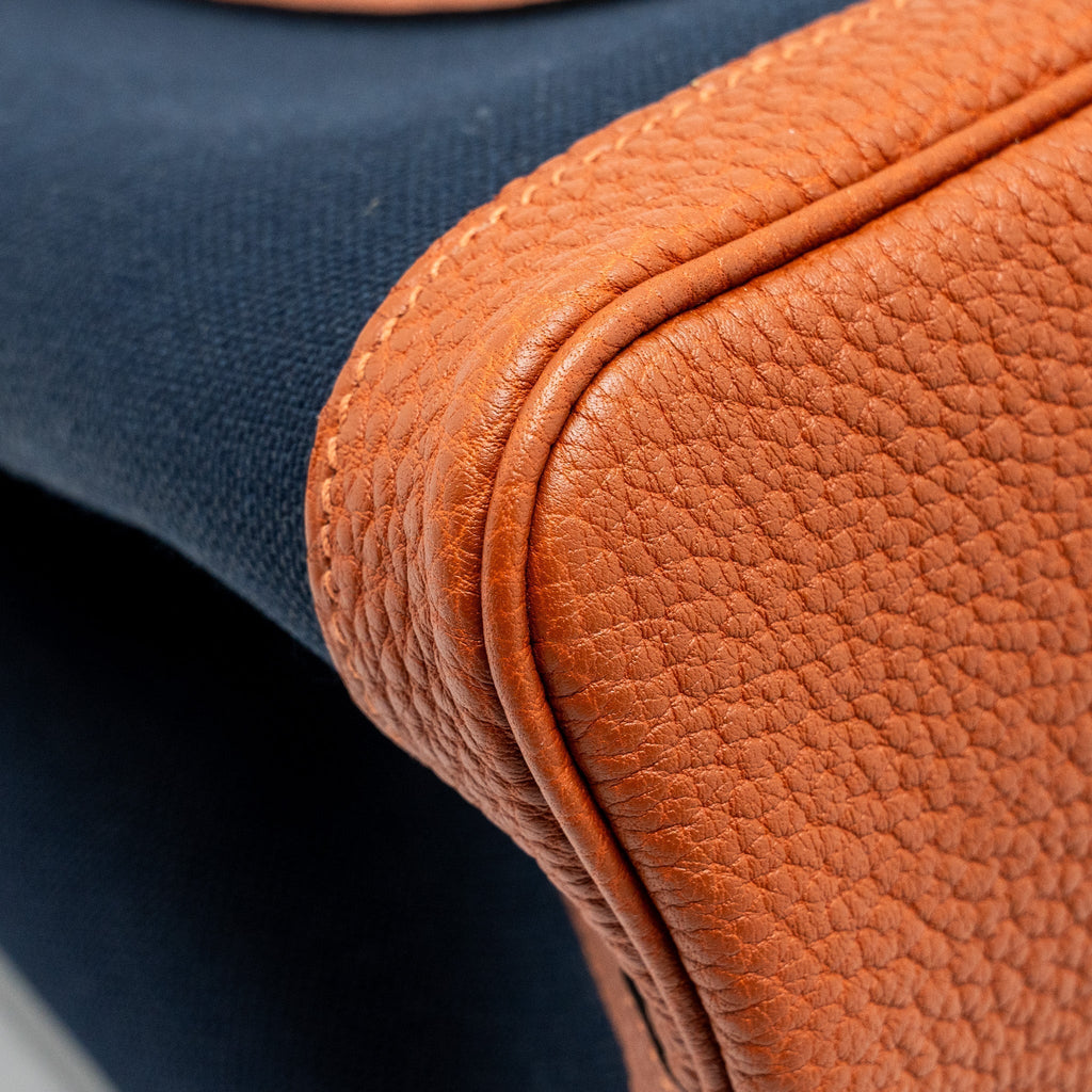 HERMES GARDEN PARTY 30 CANVAS/NEGONDA BLUE MARINE/CUIVRE SHW