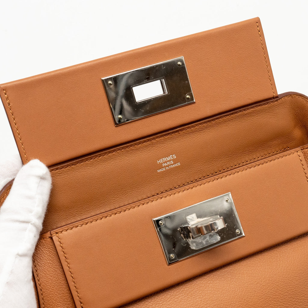 HERMES MINI 24/24 2424-21 BAG EVERCOLOR/SWIFT GOLD SHW