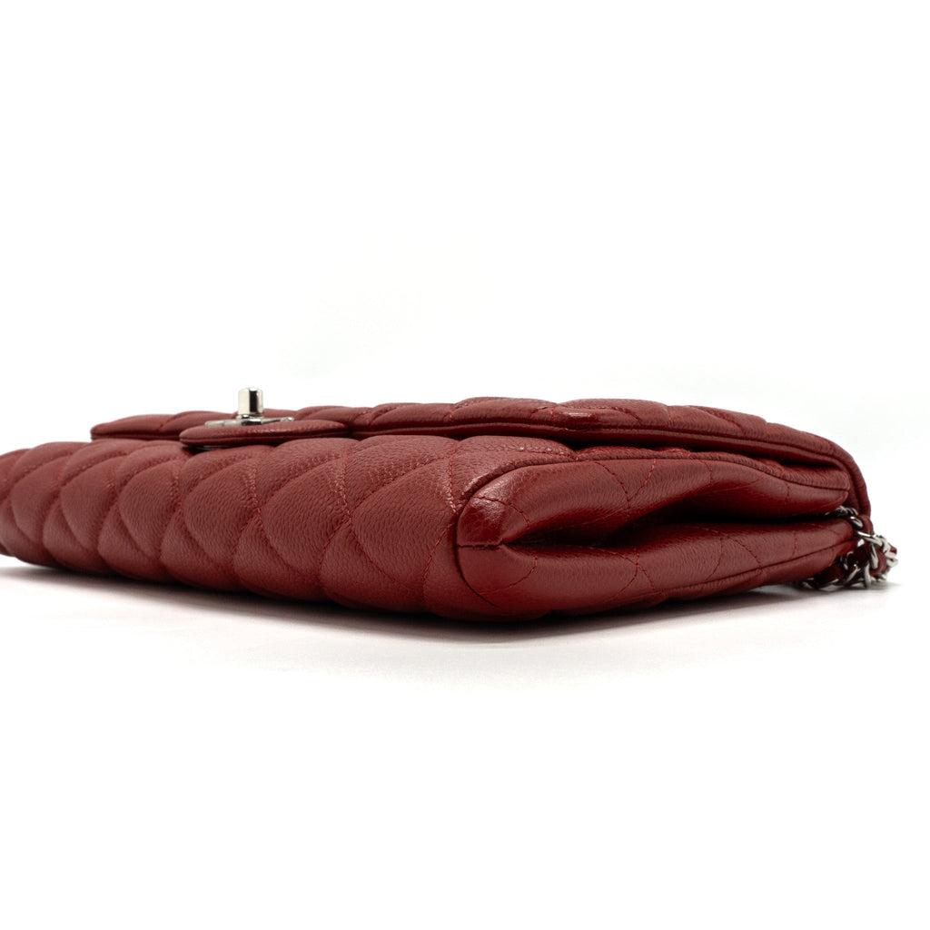 CHANEL TIMELESS FLAP CLUTCH WITH CHAIN CAVIAR RED SHW