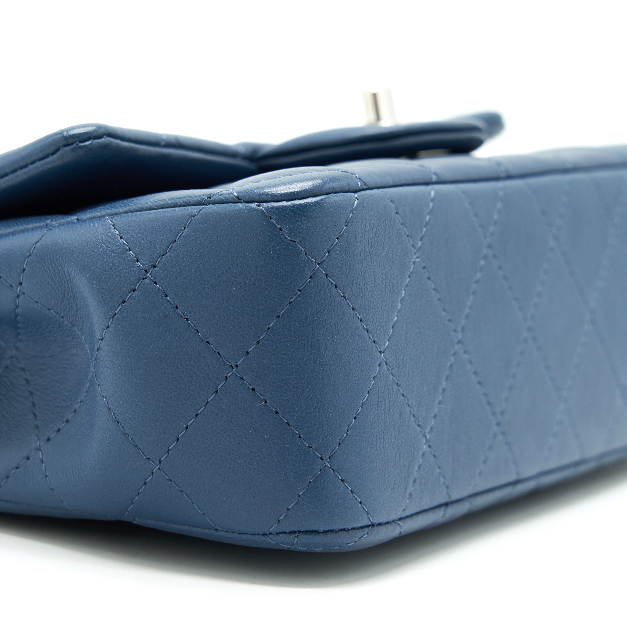 CHANEL MINI RECTANGULAR FLAP BAG LAMBSKIN NAVY BLUE SHW