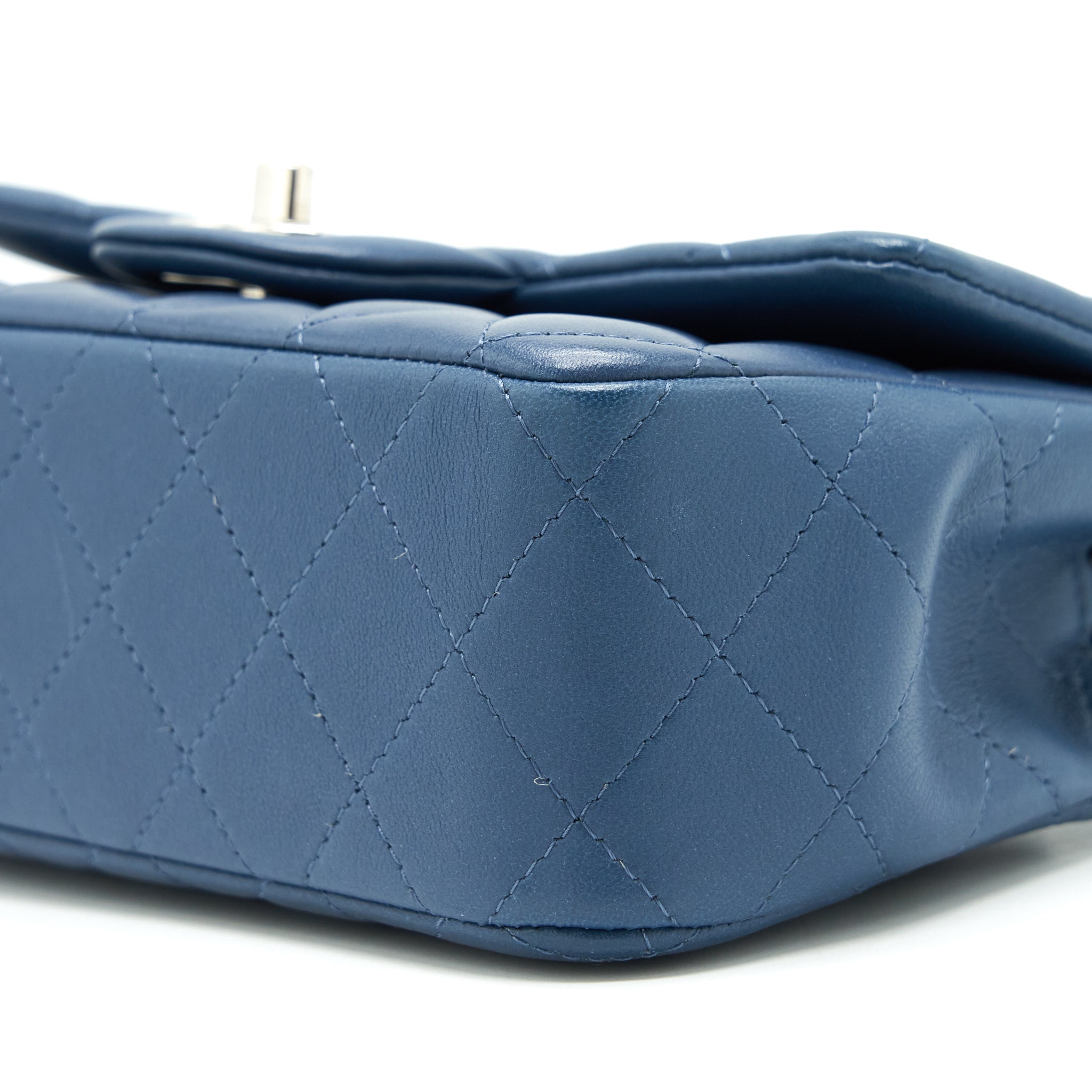 CHANEL MINI RECTANGULAR FLAP BAG LAMBSKIN NAVY BLUE SHW