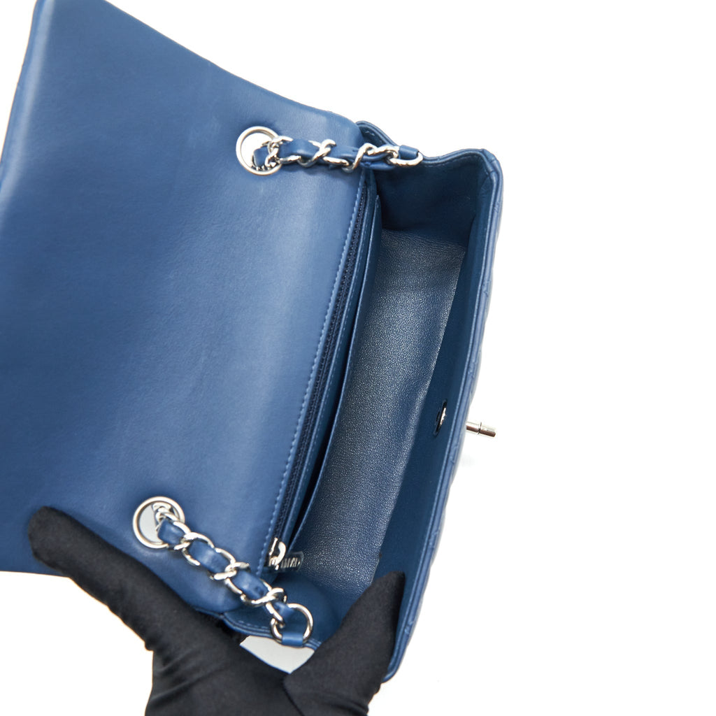 CHANEL MINI RECTANGULAR FLAP BAG LAMBSKIN NAVY BLUE SHW