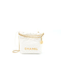 CHANEL MINI 22 BAG SHINY CALFSKIN WHITE BRUSHED GHW (MICROCHIP)