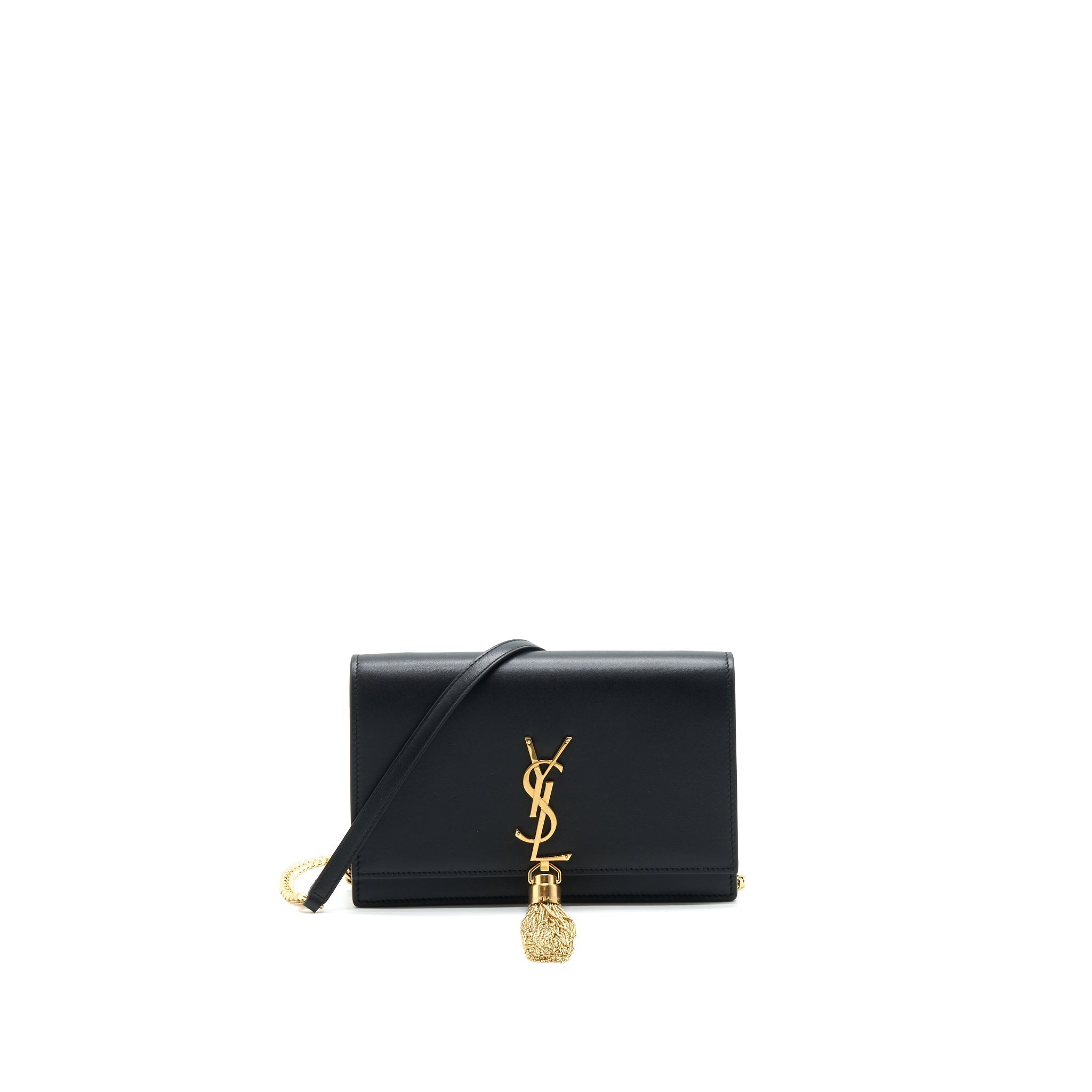 SAINT LAURENT  KATE WALLET ON CHAIN WITH TASSEL BLACK GHW