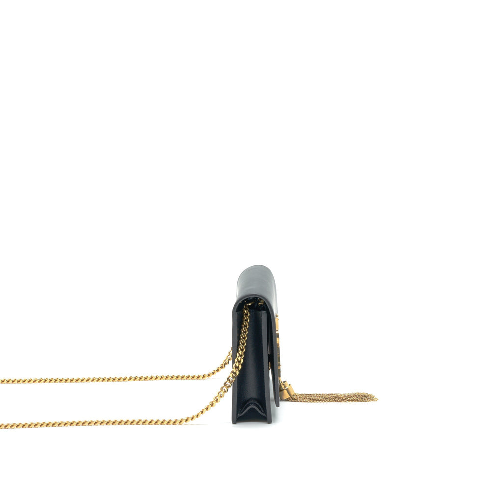 SAINT LAURENT  KATE WALLET ON CHAIN WITH TASSEL BLACK GHW