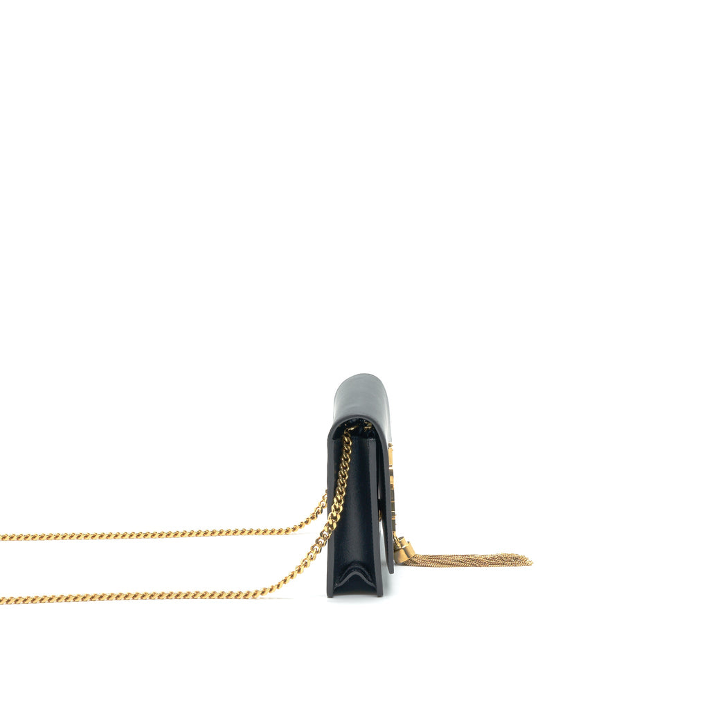 Saint Lauren Kate wallet on chain with Tassel black GHW