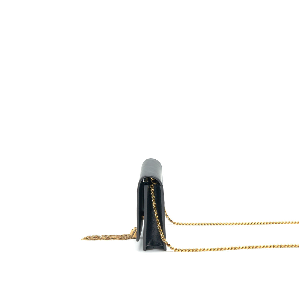 SAINT LAURENT  KATE WALLET ON CHAIN WITH TASSEL BLACK GHW
