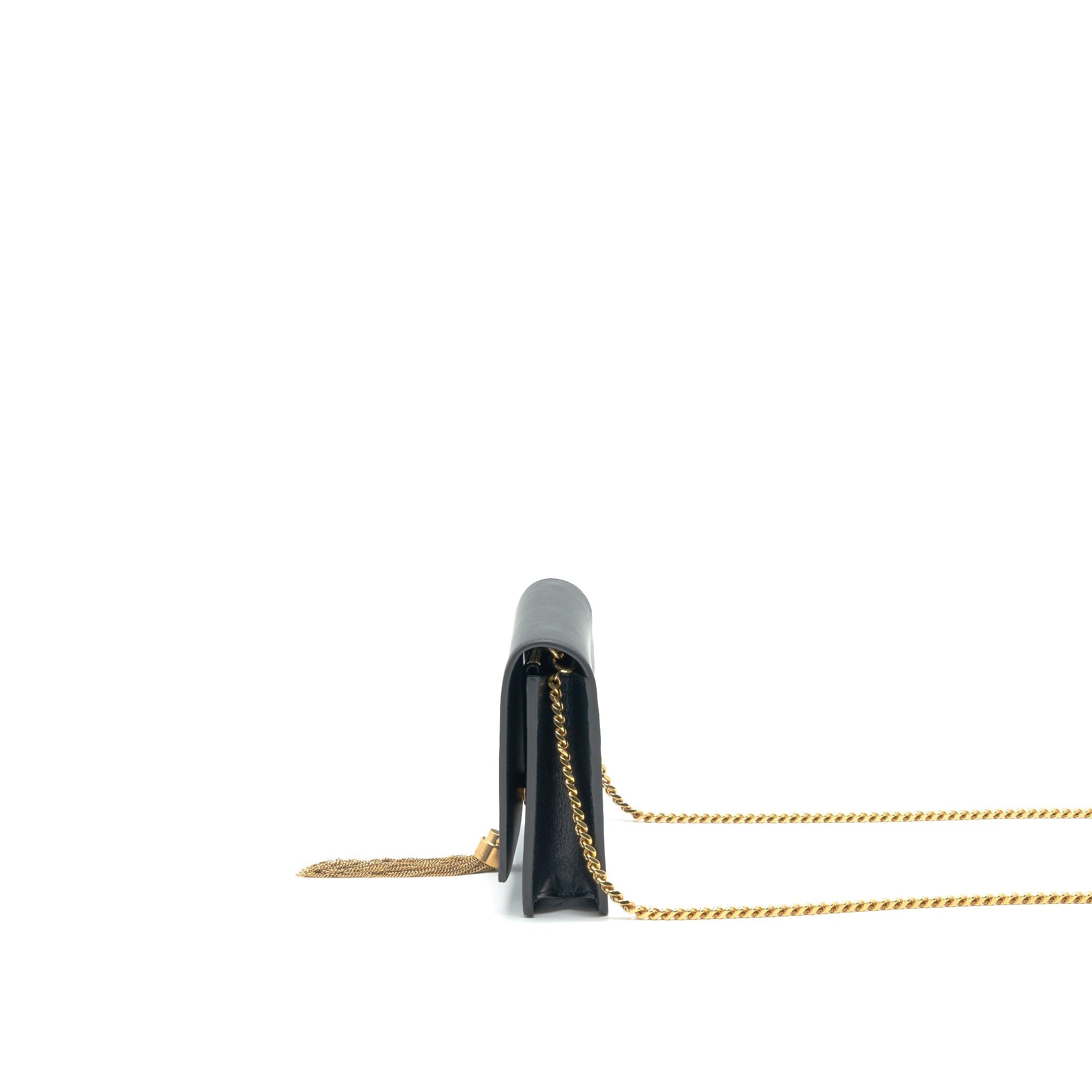 SAINT LAURENT  KATE WALLET ON CHAIN WITH TASSEL BLACK GHW