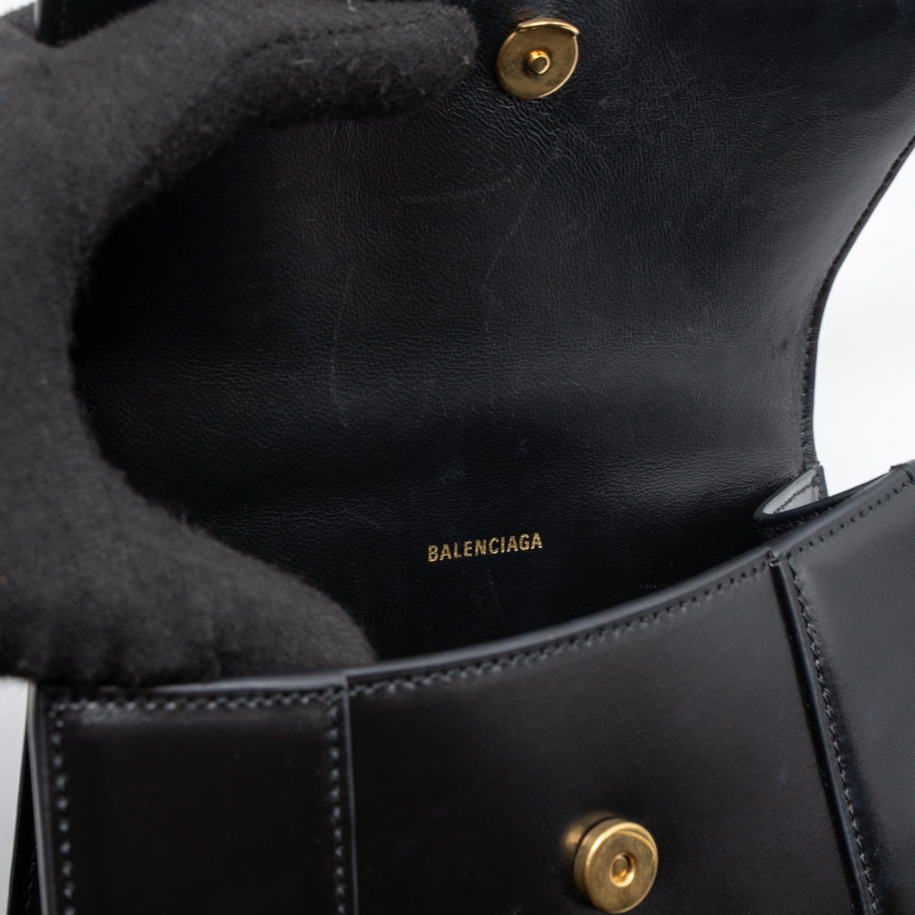 BALENCIAGA HOURGLASS XS CALFSKIN BLACK GHW