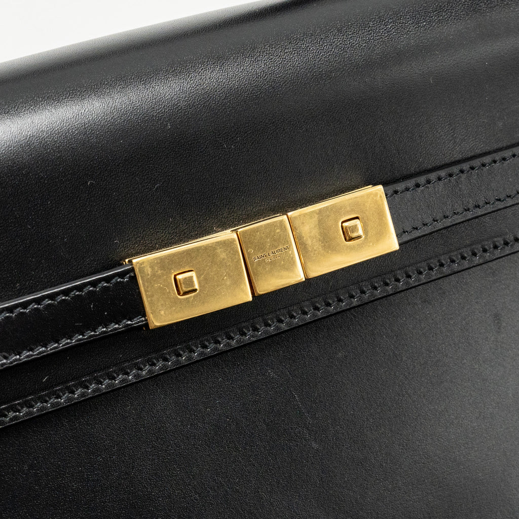 SAINT LAURENT MINI MANHATTAN SHOULDER BAG CALFSKIN BLACK GHW