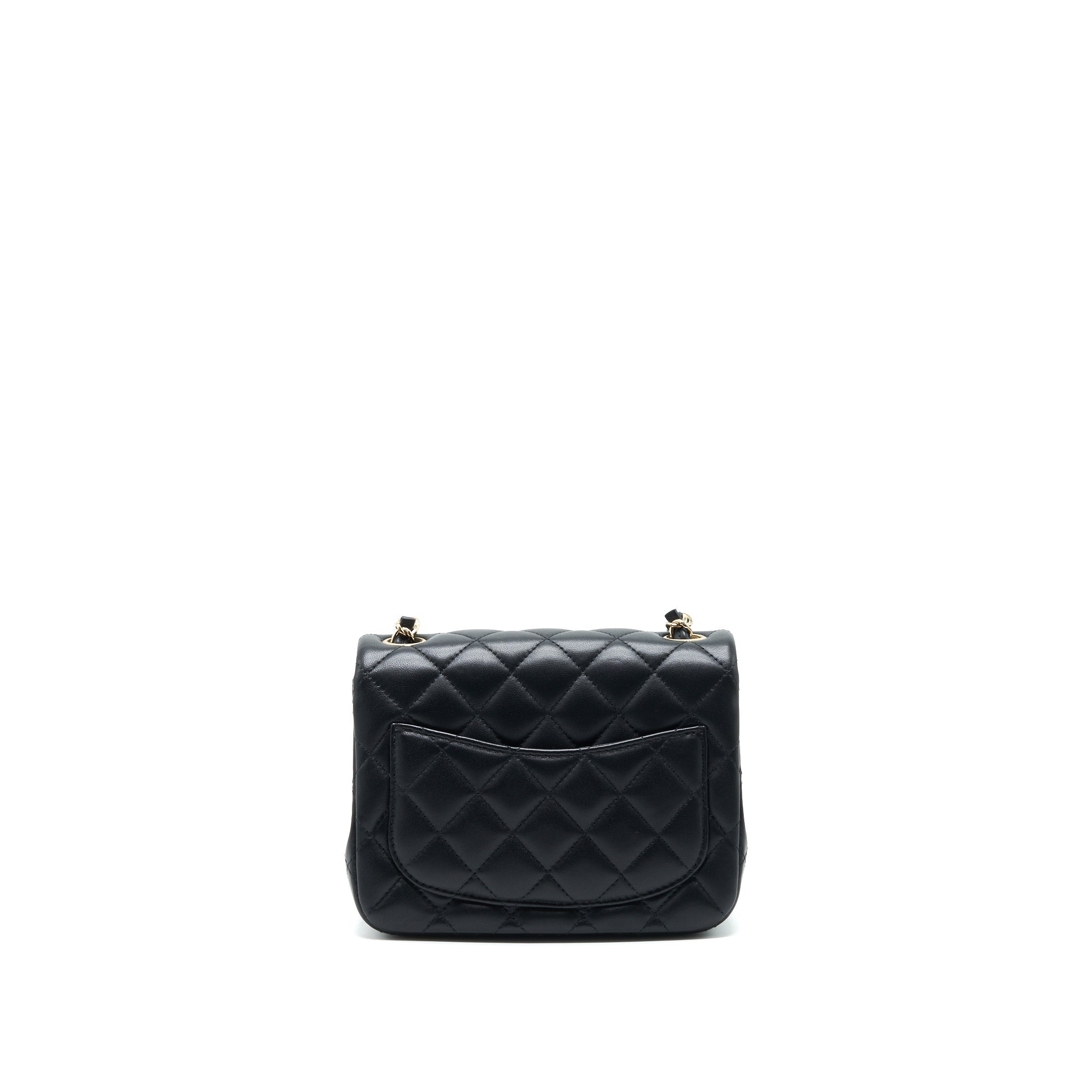 CHANEL MINI SQUARE FLAP BAG BLACK LAMBSKIN LGHW
