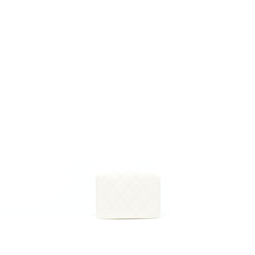 CHANEL PEARL CRUSH MINI FLAP BELT BAG WHITE LAMBSKIN GHW