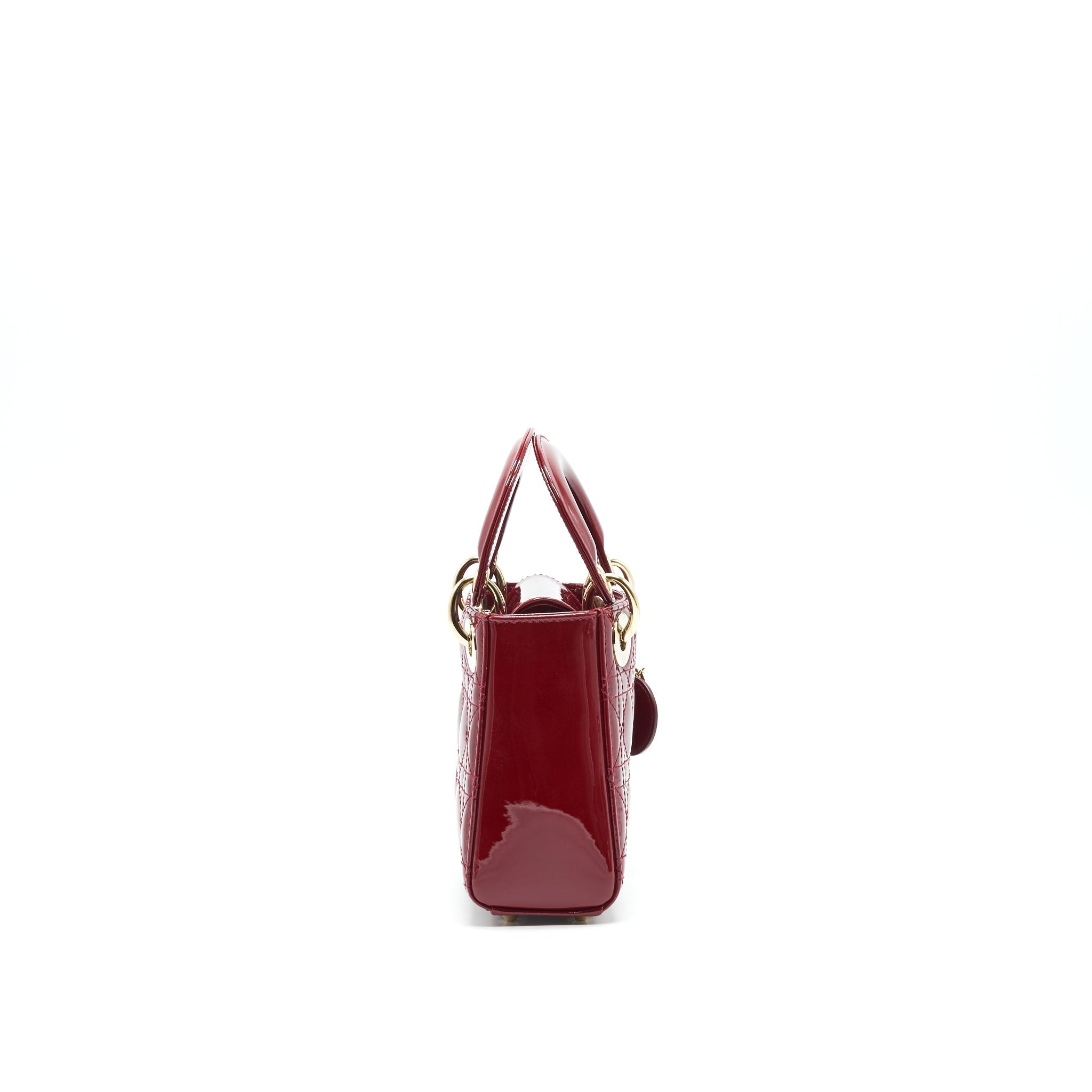 DIOR MINI LADY DIOR PATENT LEATHER RED WITH LGHW