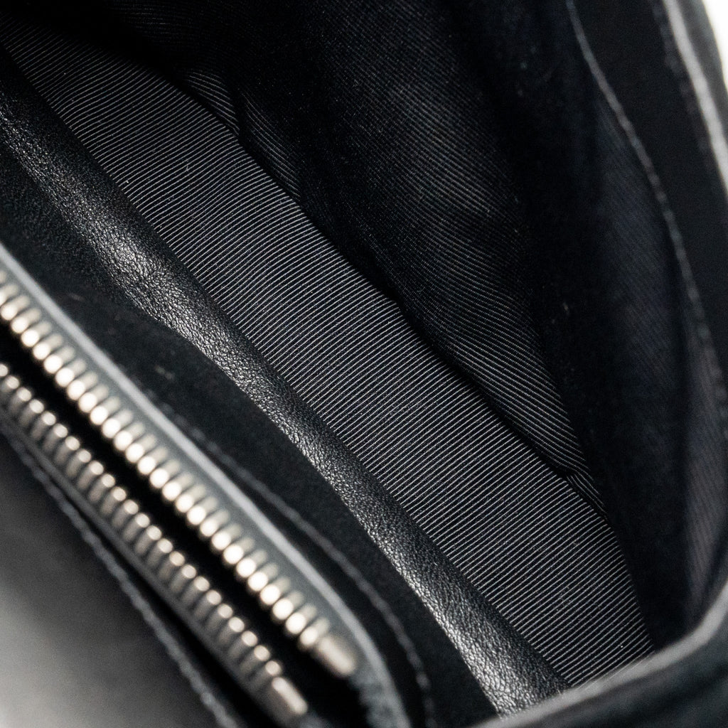 Saint Laurent/YSL Medium Chevron Fringe College Bag Suede Black Ruthenium Hardware