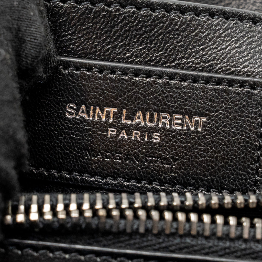 Saint Laurent/YSL Medium Chevron Fringe College Bag Suede Black Ruthenium Hardware