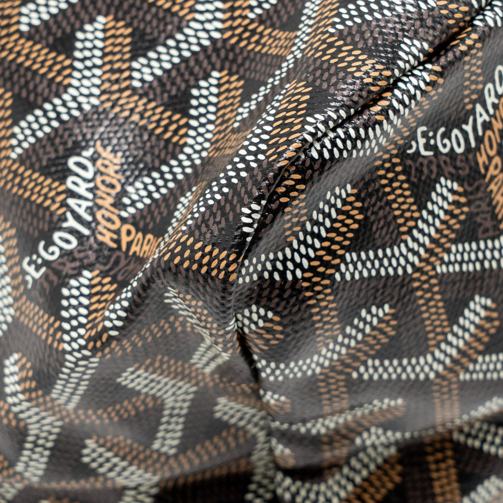 GOYARD BOHEME PM HOBO BAG GOYARDINE CANVAS/CALFSKIN BLACK/NATUREL SHW