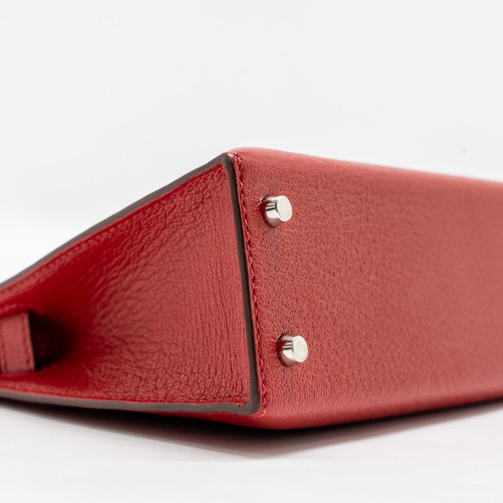 HERMES MINI KELLY II CHÈVRE MYSORE ROUGE CASAQUE/MAUVE SYLVESTRE SHW