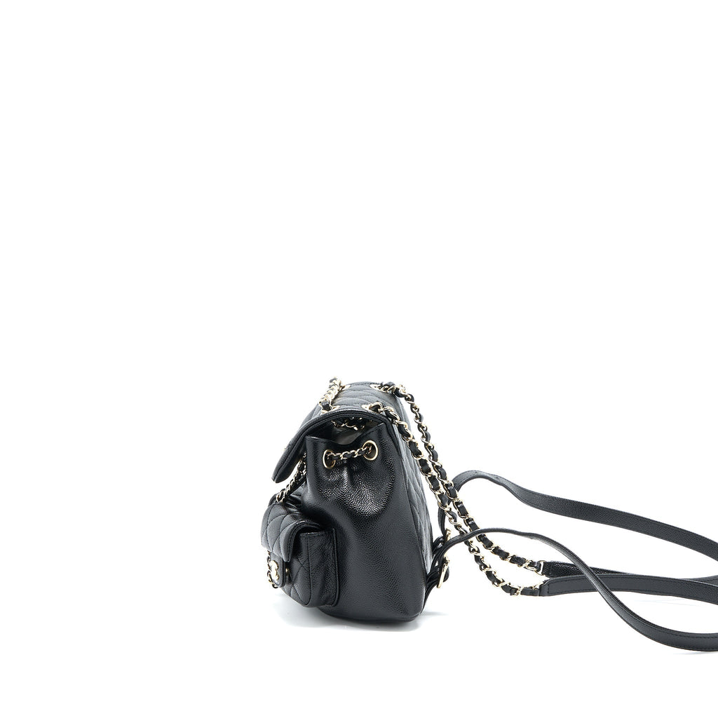 CHANEL 23P MINI TRIPLE PACK BACKPACK CAVIAR BLACK LGHW (MICROCHIP)