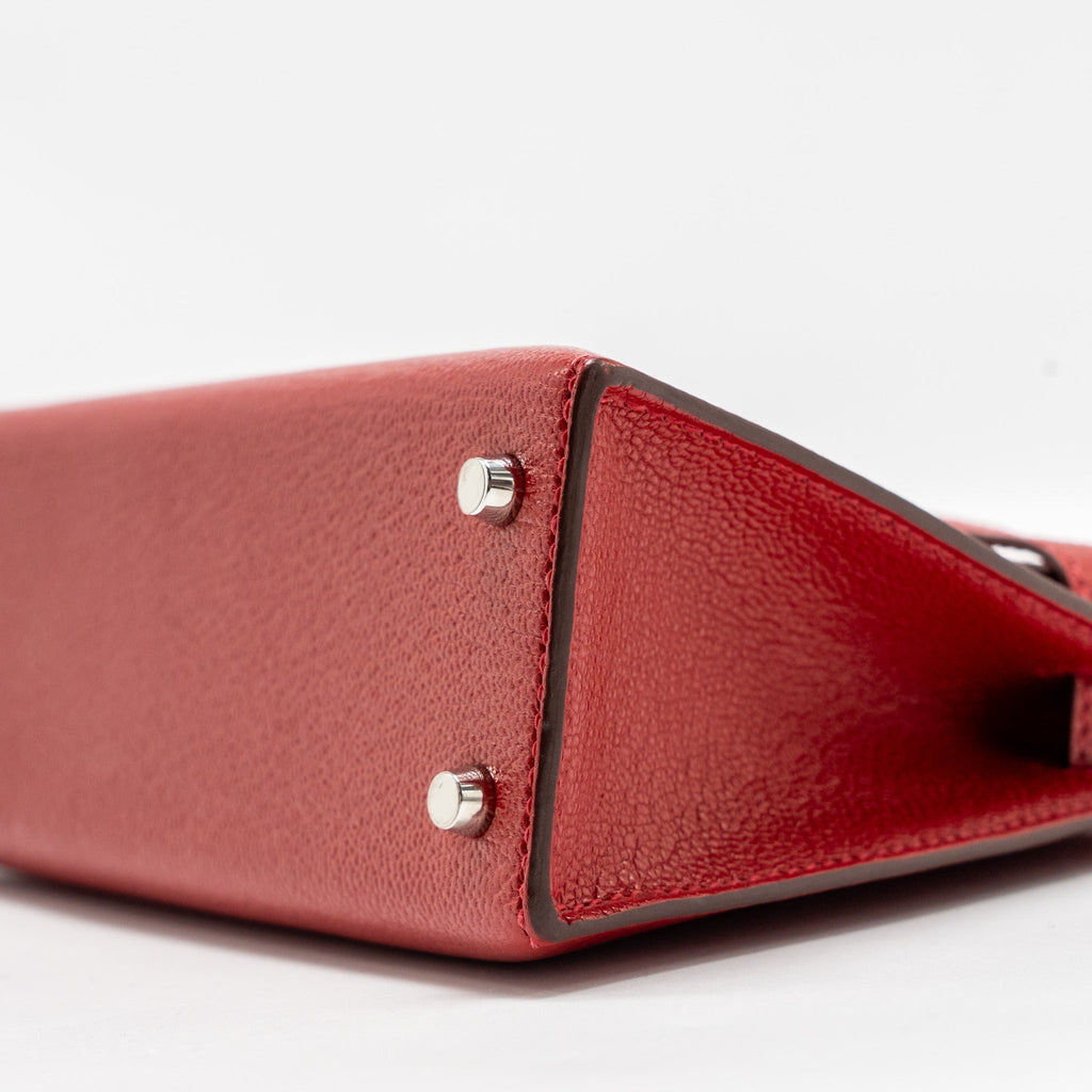 HERMES MINI KELLY II CHÈVRE MYSORE ROUGE CASAQUE/MAUVE SYLVESTRE SHW