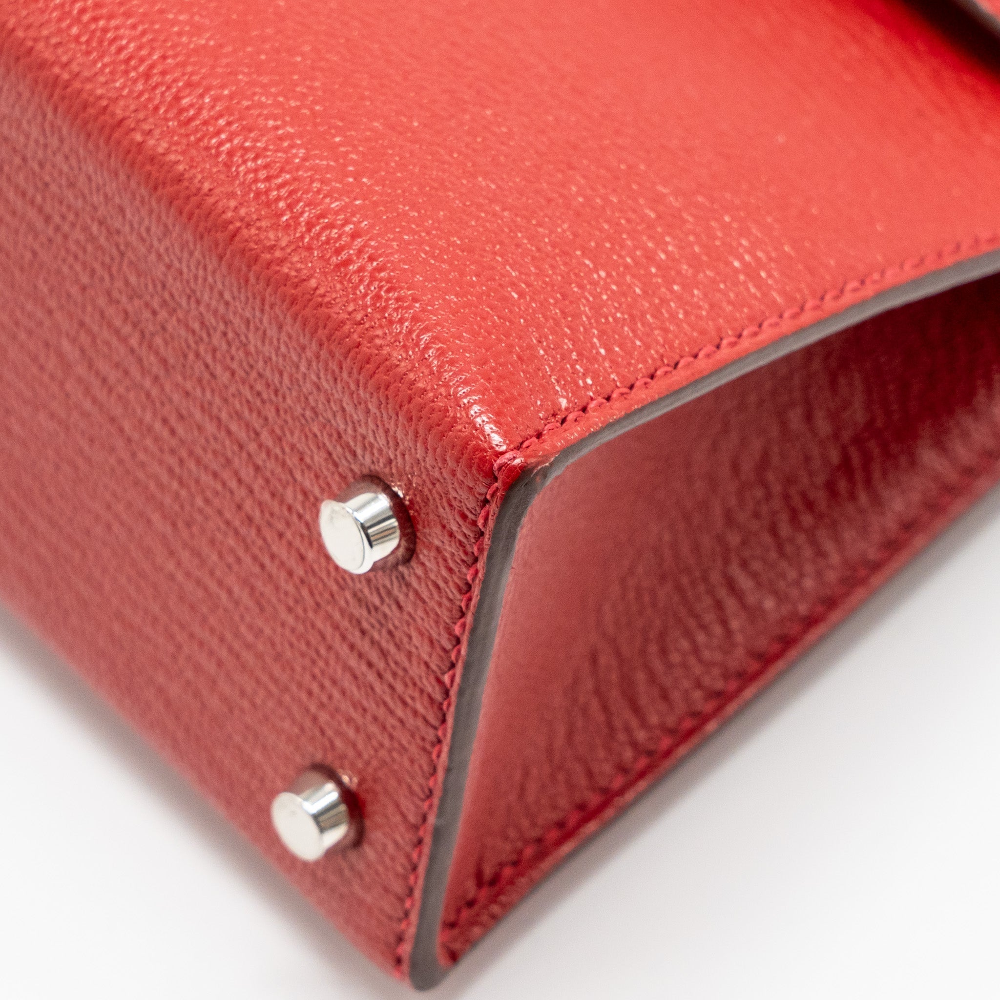 HERMES MINI KELLY II CHÈVRE MYSORE ROUGE CASAQUE/MAUVE SYLVESTRE SHW