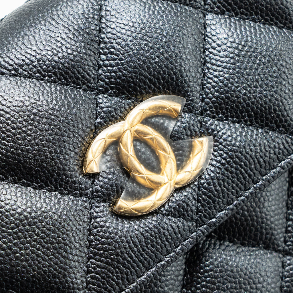 CHANEL MINI FLAP BAG WITH ADJUSTABLE CHAINS CAVIAR BLACK GHW(MICROCHIP)