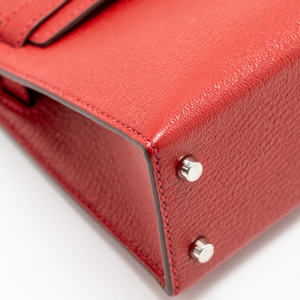 HERMES MINI KELLY II CHÈVRE MYSORE ROUGE CASAQUE/MAUVE SYLVESTRE SHW