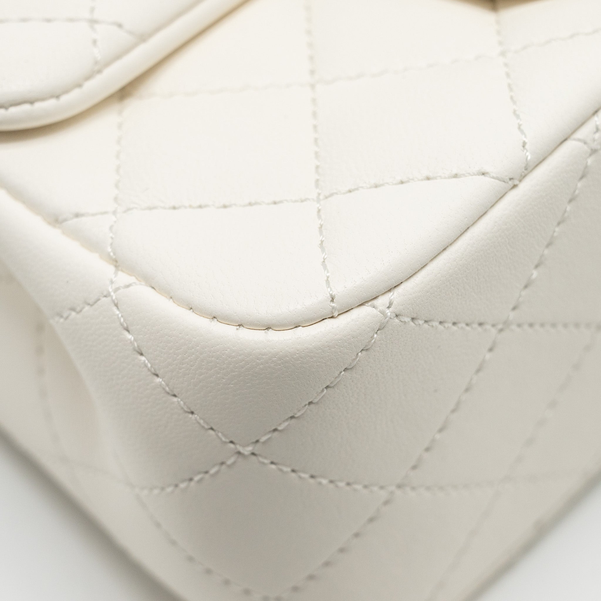 CHANEL PEARL CRUSH MINI SQUARE LAMBSKIN WHITE GHW (MICROCHIP)