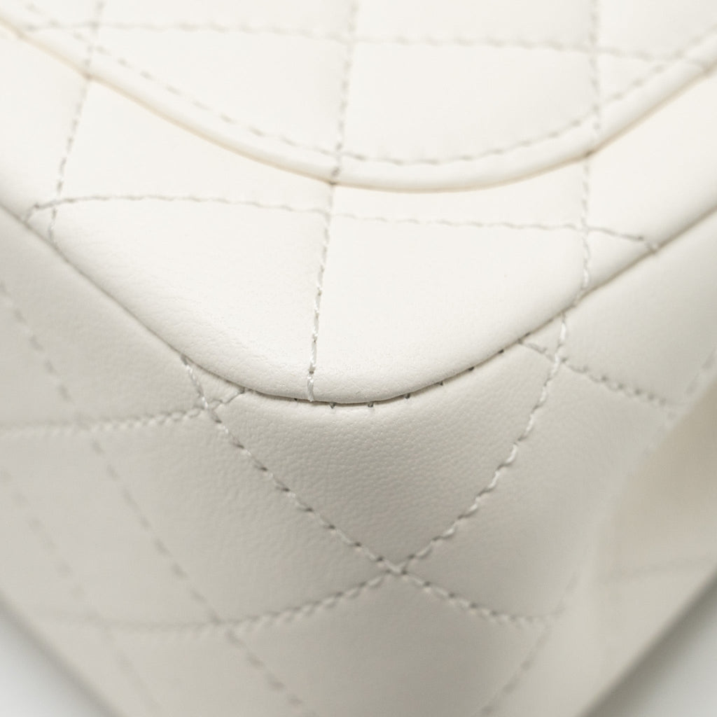 CHANEL PEARL CRUSH MINI SQUARE LAMBSKIN WHITE GHW (MICROCHIP)