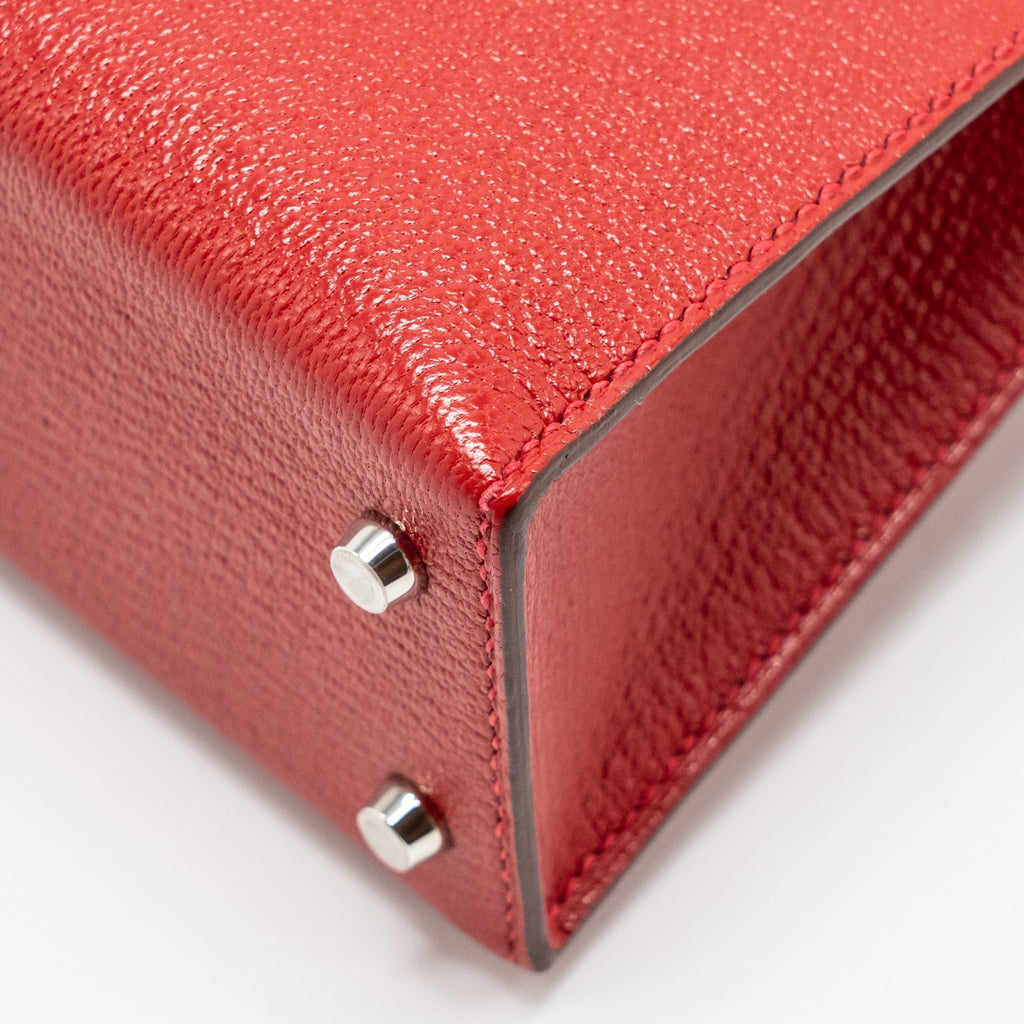 HERMES MINI KELLY II CHÈVRE MYSORE ROUGE CASAQUE/MAUVE SYLVESTRE SHW