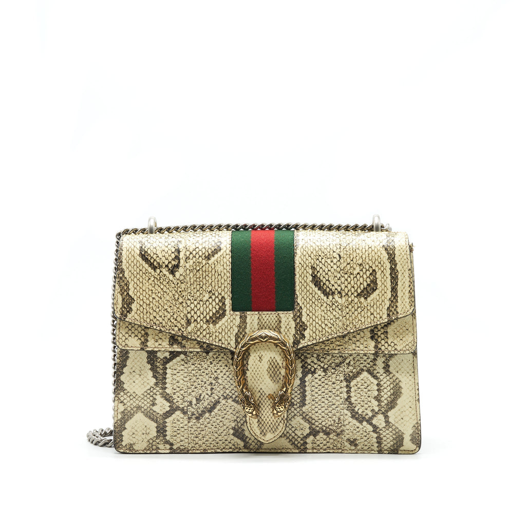 GUCCI DIONYSUS PYTHON MEDIUM SHOULDER BAG IN BEIGE