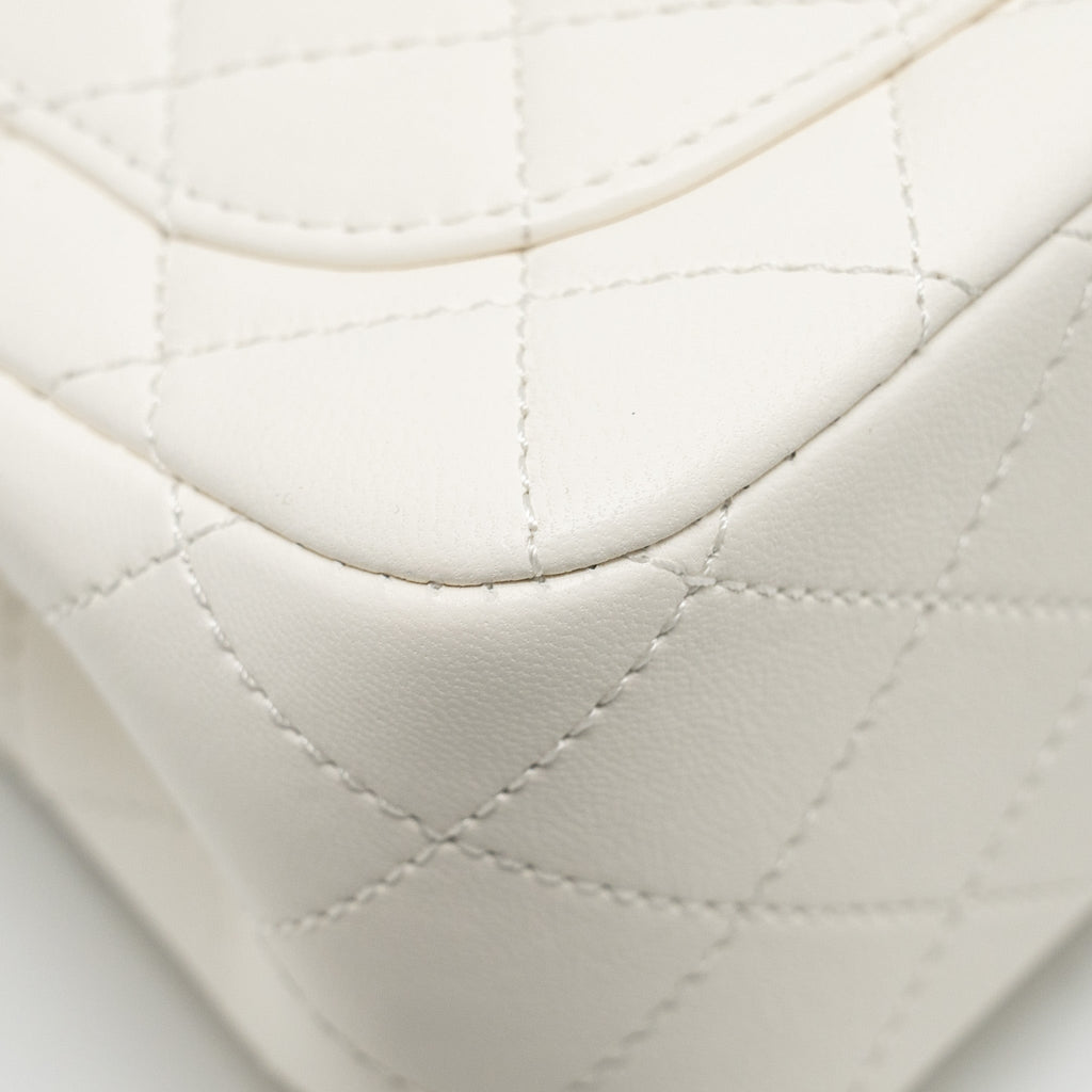 CHANEL PEARL CRUSH MINI SQUARE LAMBSKIN WHITE GHW (MICROCHIP)