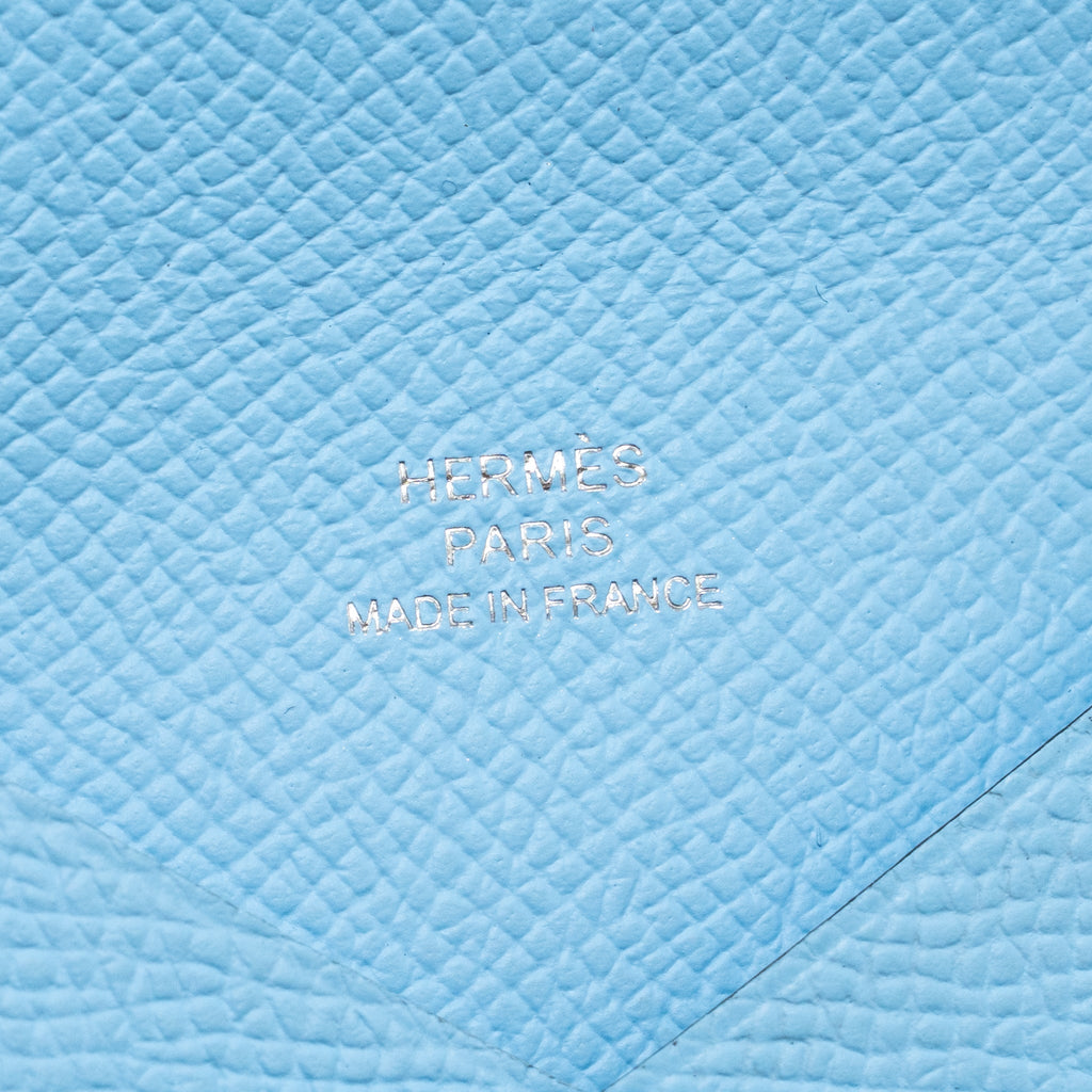 HERMES CALVI CARD HOLDER EPSOM 7N CELESTE SHW