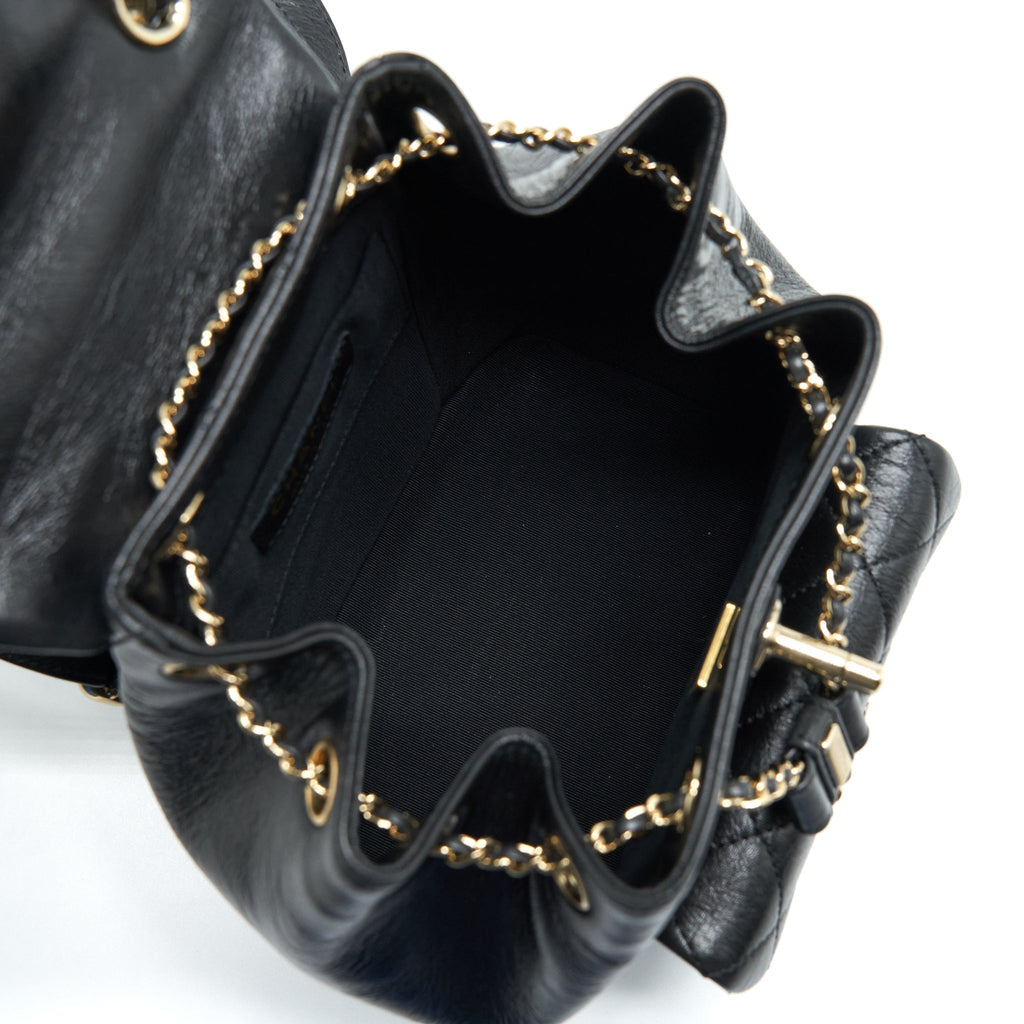 CHANEL 22C MINI DUMA BACKPACK CALFSKIN BLACK LGHW (MICROCHIP)