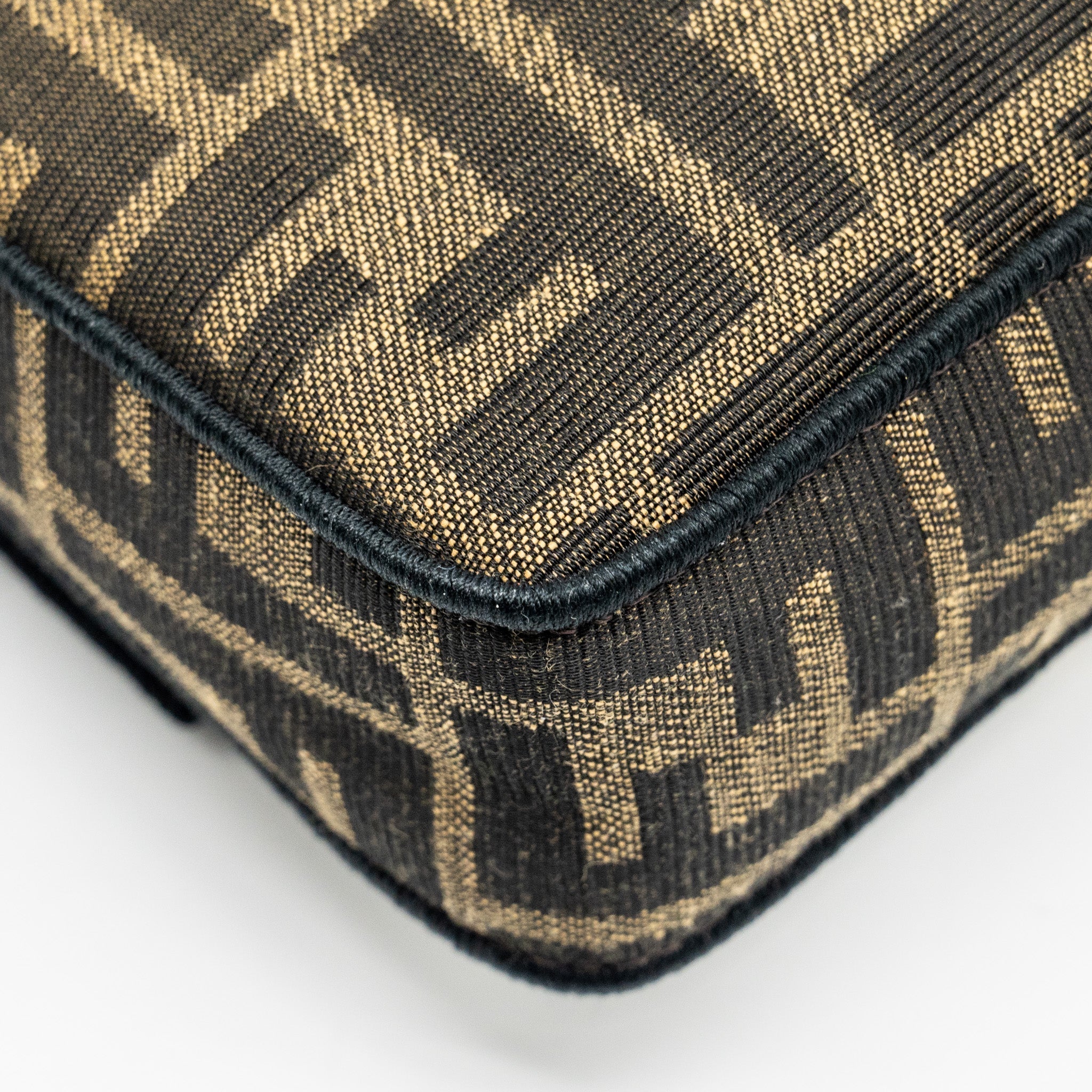 FENDI MINI BAGUETTE BAG FF JACQUARD FABRIC BROWN GHW
