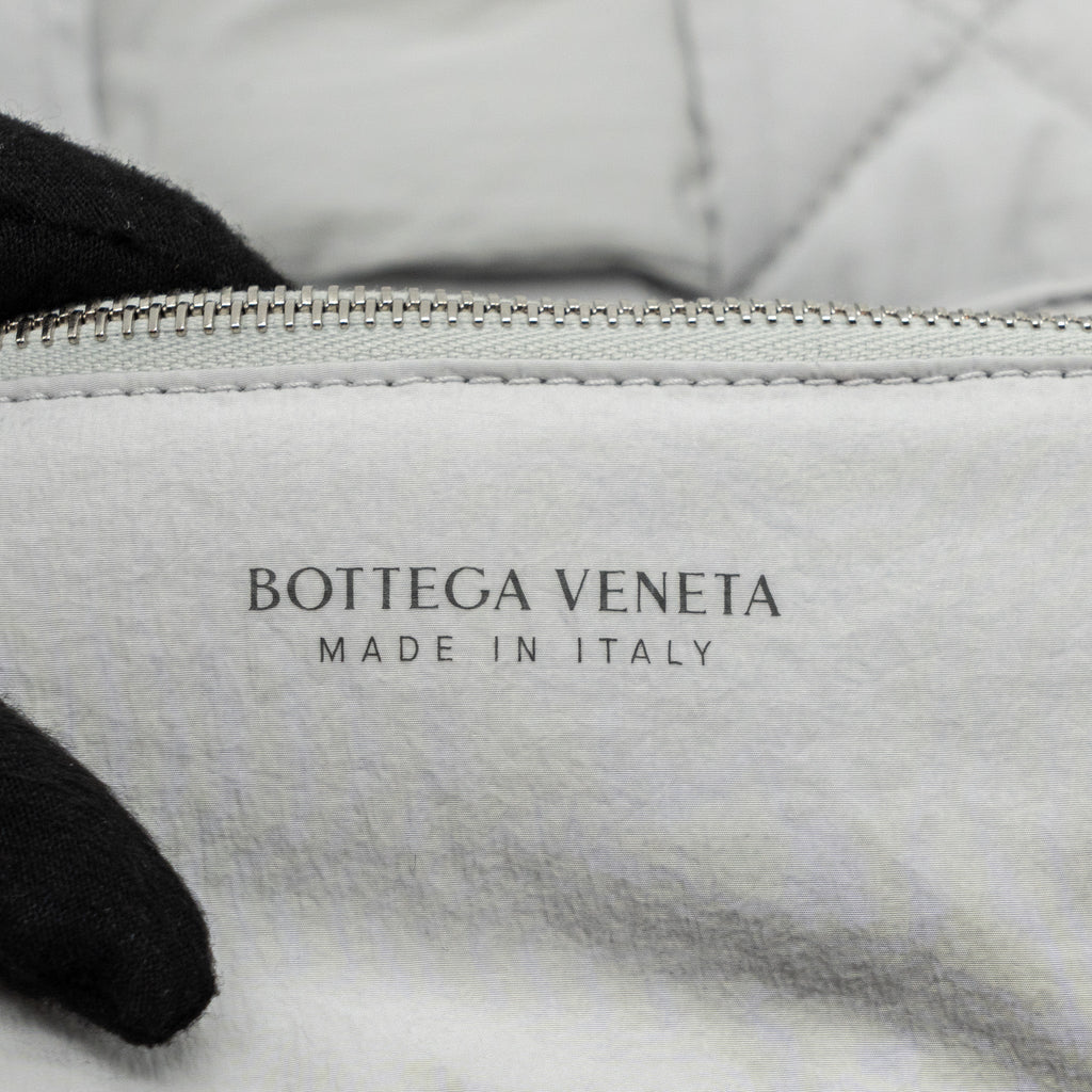 BOTTEGA VENETA PADDED TECH CASSETTE INTRECCIO NYLON LIGHT GREY SHW
