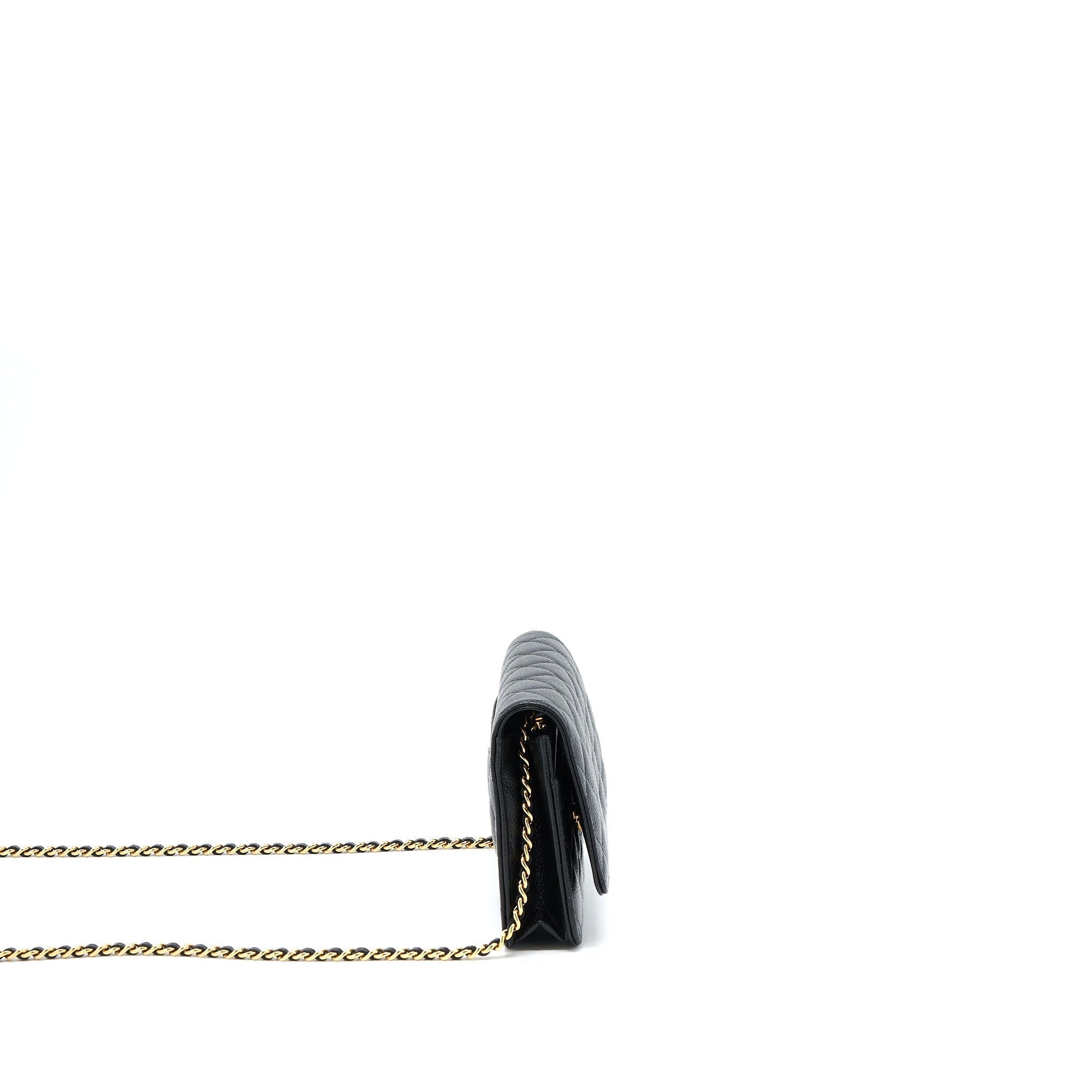 CHANEL CLASSIC WALLET ON CHAIN CAVIAR BLACK GHW (MICROCHIP)