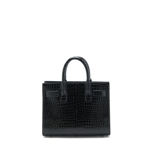 SAINT LAURENT SAC DE JOUR NANO IN CROC EMBOSSED CALFSKIN BLACK SHW