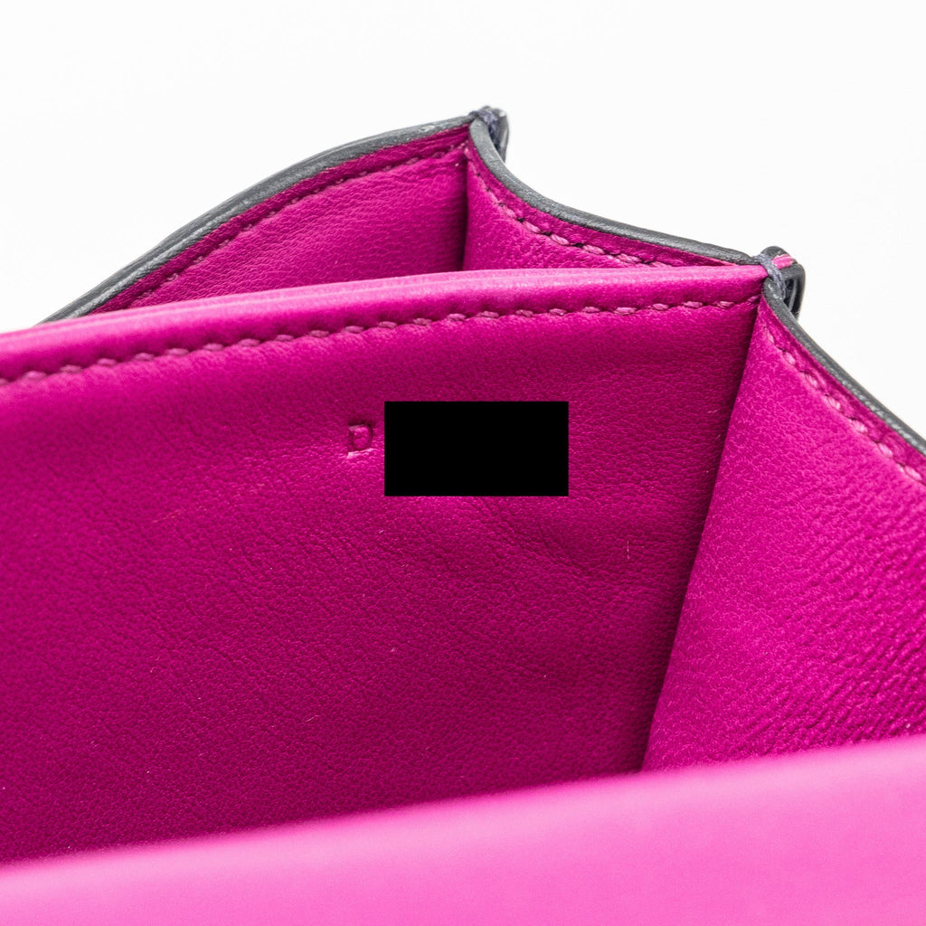 HERMES MINI CONSTANCE ALLIGATOR MISSISSIPPIENSIS MATTE MARINE / ROSE SHEHERAZADE SHW