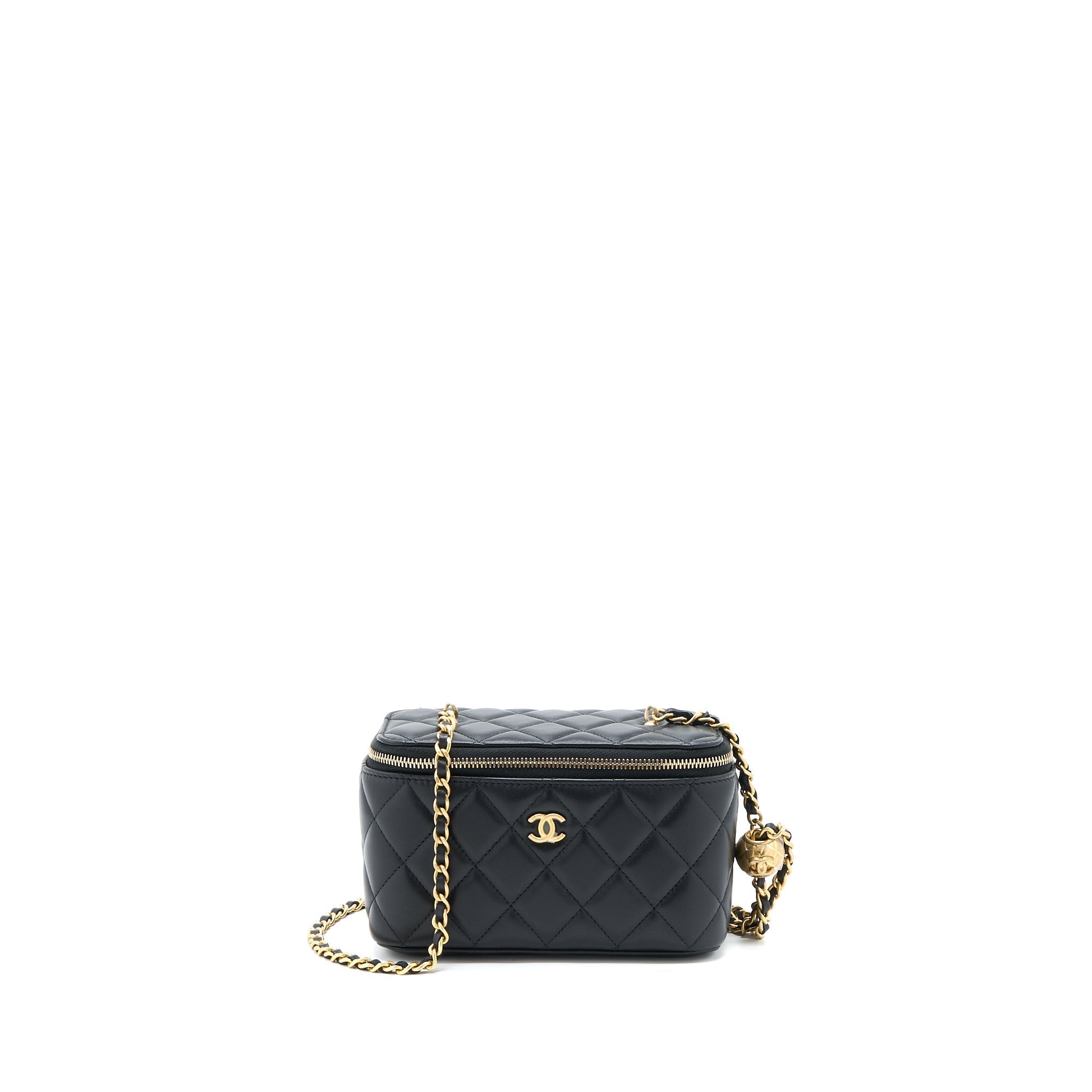 CHANEL PEARL CRUSH LONG VANITY LAMBSKIN BLACK GHW (MICROCHIP)