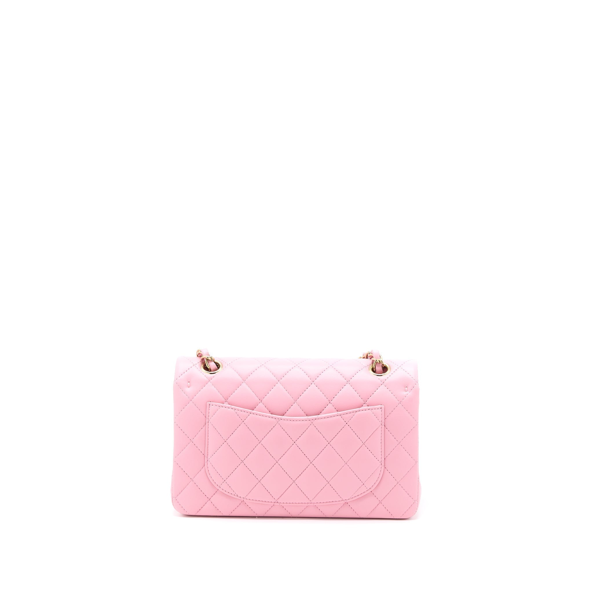 CHANEL SMALL CLASSIC FLAP BAG LAMBSKIN PINK LGHW (MICROCHIP)
