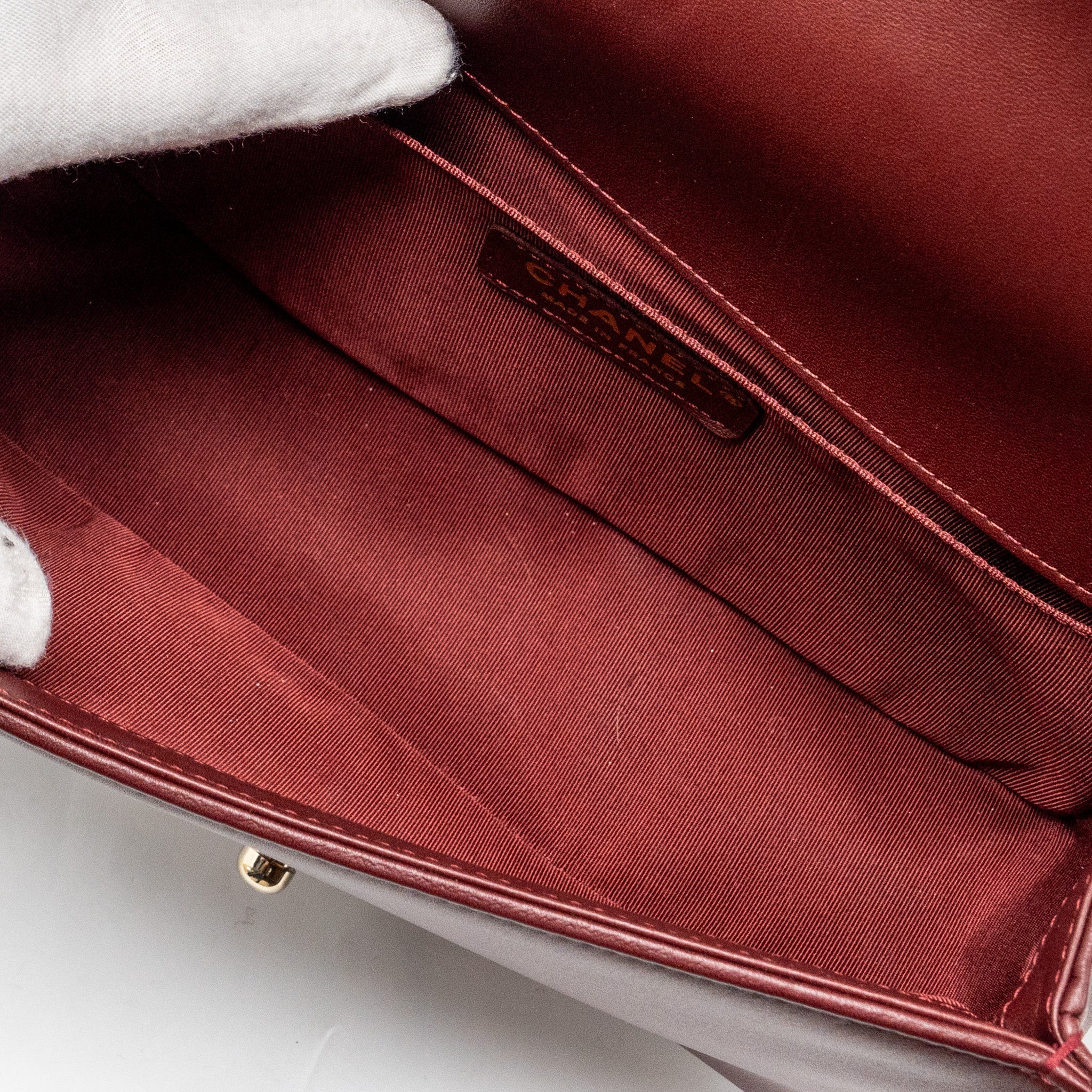 CHANEL MEDIUM BOY BAG LAMBSKIN DARK RED LGHW