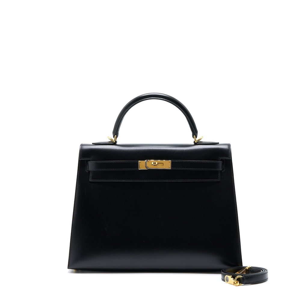HERMES VINTAGE KELLY 32 BOX BLACK GHW