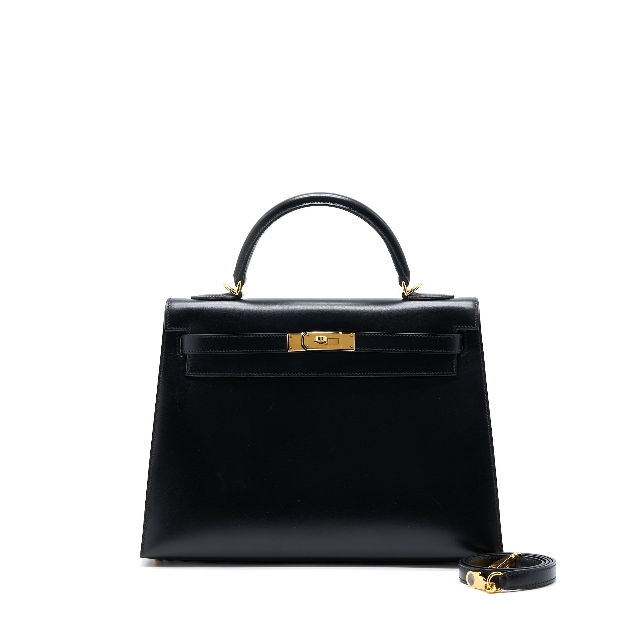 HERMES VINTAGE KELLY 32 BOX BLACK GHW