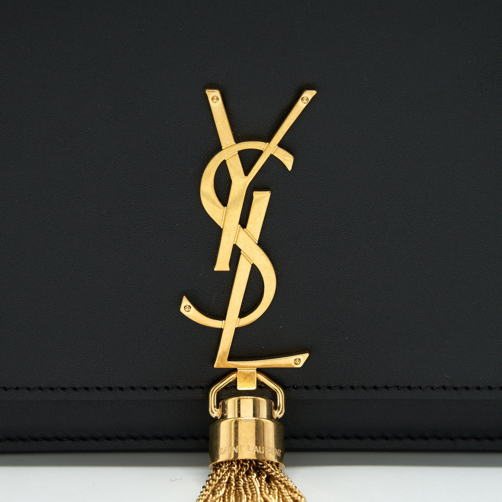 SAINT LAURENT  KATE WALLET ON CHAIN WITH TASSEL BLACK GHW