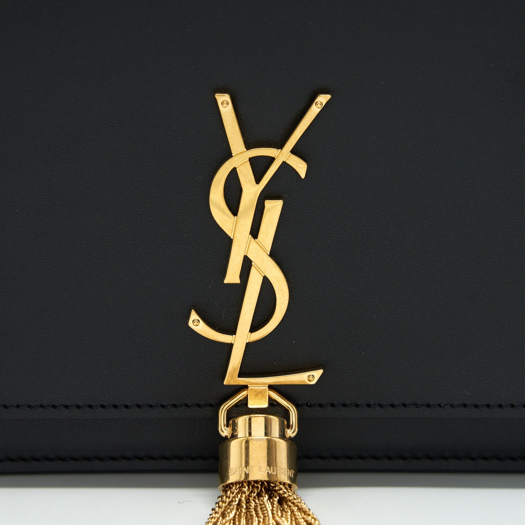 SAINT LAURENT  KATE WALLET ON CHAIN WITH TASSEL BLACK GHW