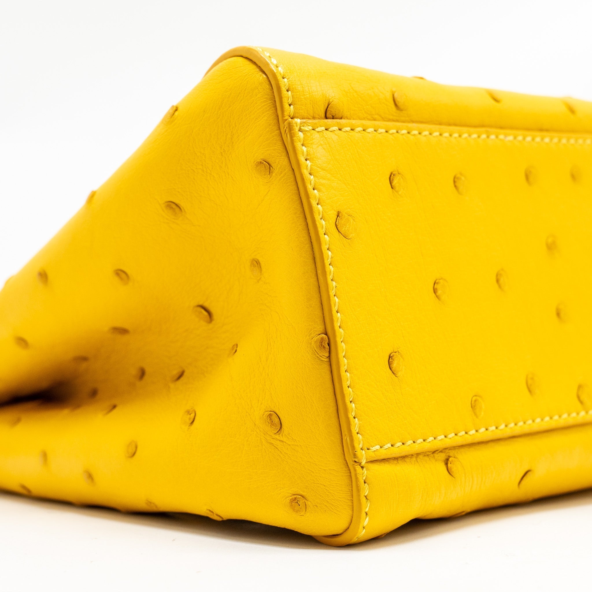 FENDI MINI PEEKABOO OSTRICH/CRYSTAL YELLOW/WHITE GHW